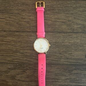 Kate Spade Gold-Tone Watch with Pink Leather Strap